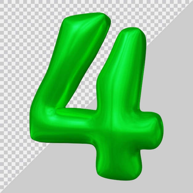 Renderização em 3d do número 4 com estilo moderno