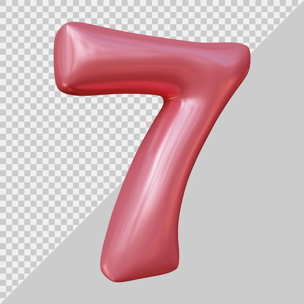 renderização em 3D do número 7 com estilo moderno