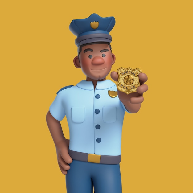 PSD renderização em 3d do personagem policial