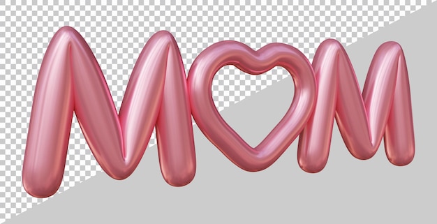 renderização em 3D do texto da mãe com estilo moderno