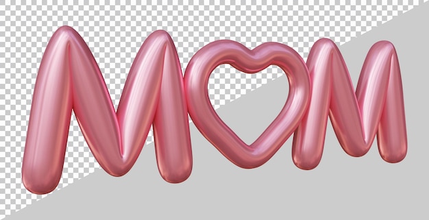 PSD renderização em 3d do texto da mãe com estilo moderno