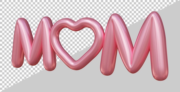 renderização em 3D do texto da mãe com estilo moderno