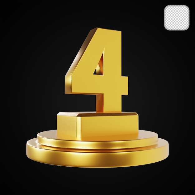 Renderização em 3d do troféu top 4 gold