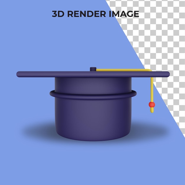 Renderização em 3d estudante universitário cap mortarboard premium psd