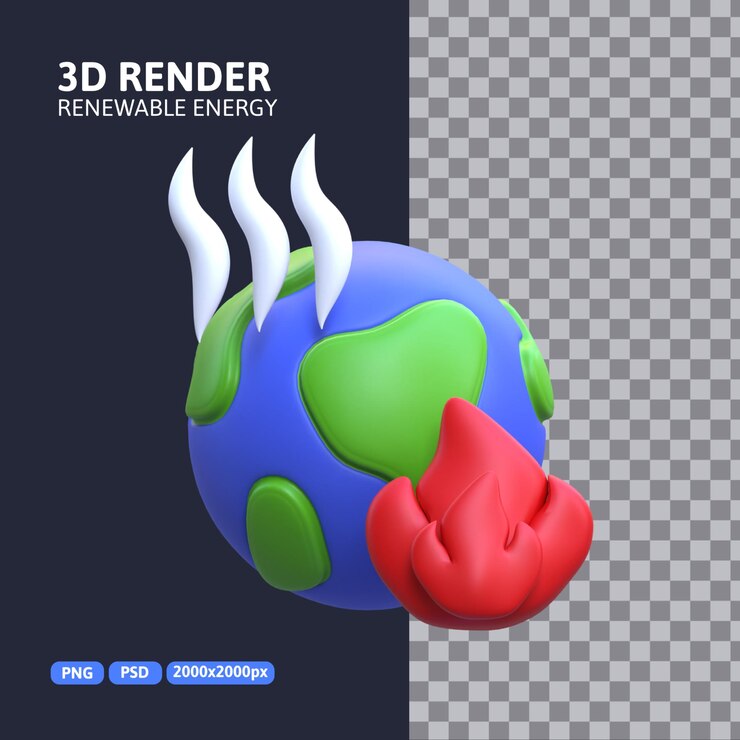 PSD renderização em 3d - ícone do aquecimento global