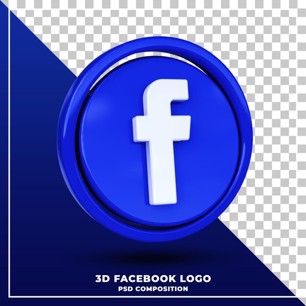 Renderização em 3d isolada do logotipo brilhante do facebook