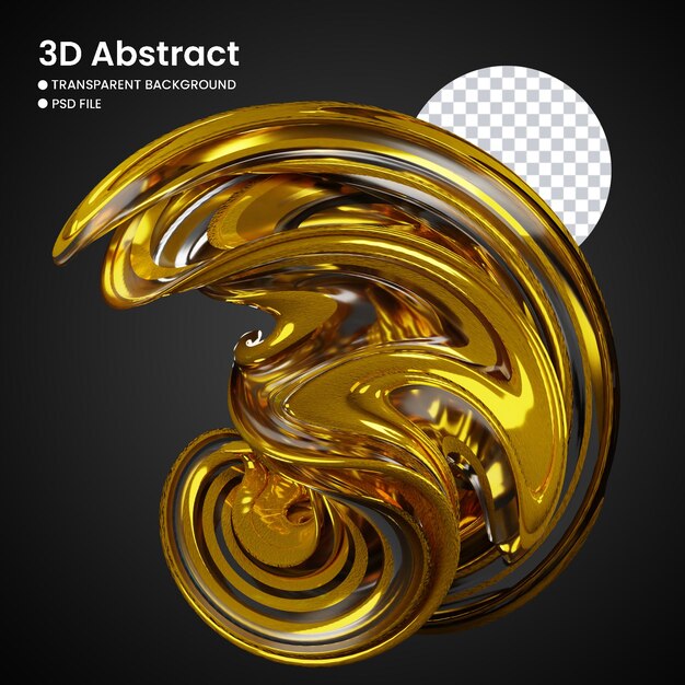 Renderização em ouro 3d de formas abstratas