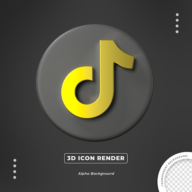 Renderização isolada do ícone 3d dourado tiktok