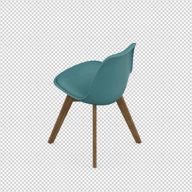 Renderização isolada em 3D da cadeira isométrica