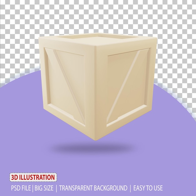 PSD renderização logística da expedição da ilustração do ícone da caixa 3d com fundo transparente