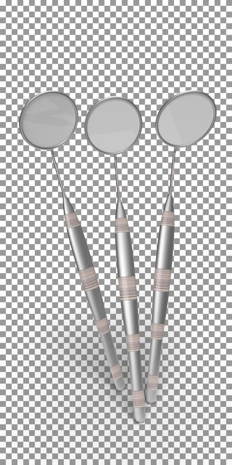 PSD renderização realista de espelho de boca 3d elemento de design de conceito odontológico e de saúde modelo de ferramenta dental