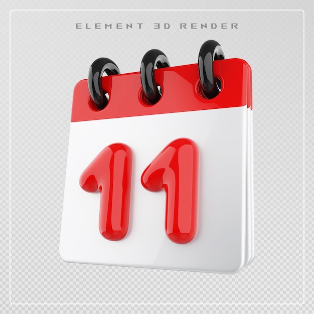 Renderización 3D 11 en el ícono del calendario