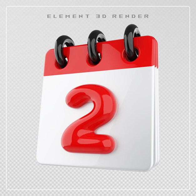 Renderización 3D 2 en el icono del calendario