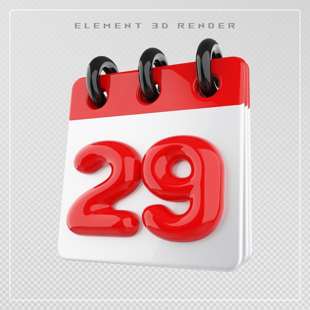 Renderización 3D 29 en el ícono del calendario