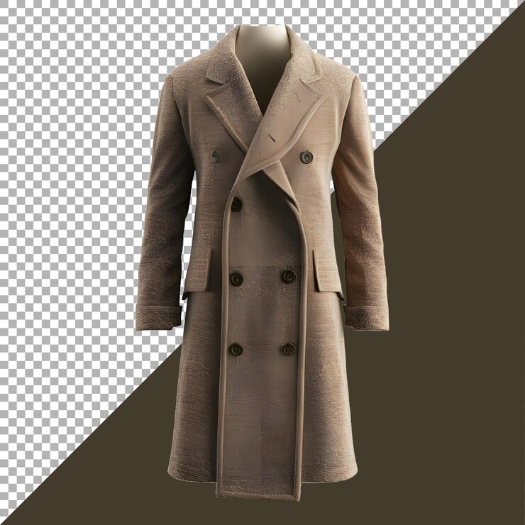 PSD renderización 3d de un abrigo largo de invierno en un fondo transparente generado por ai
