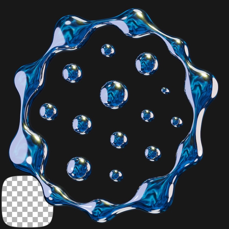 PSD renderización 3d abstracta de burbujas y formas líquidas