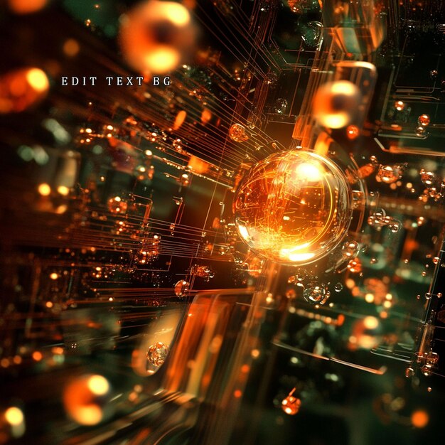 Renderización 3D abstracta de una esfera naranja brillante en una red compleja
