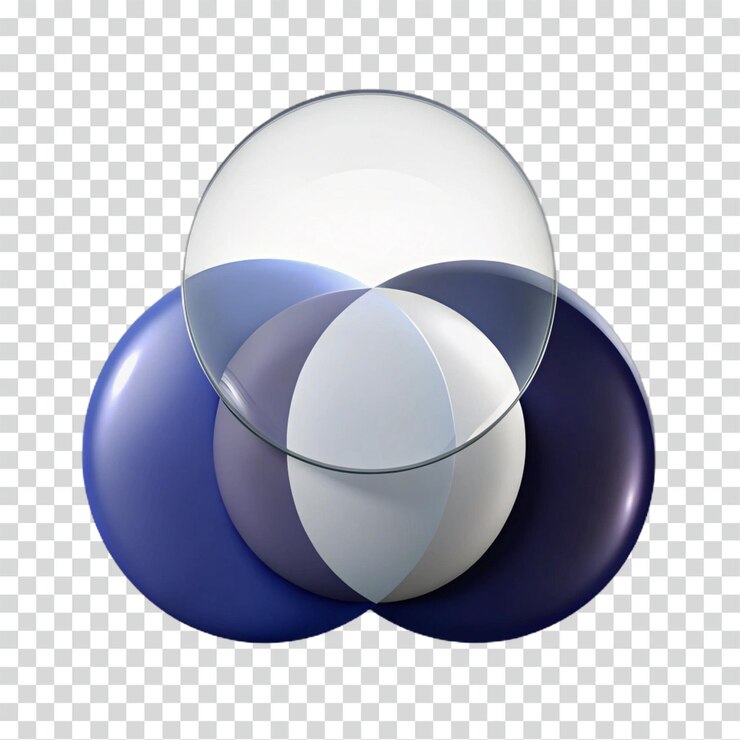 PSD renderización 3d abstracta de esferas y vidrio que se cruzan