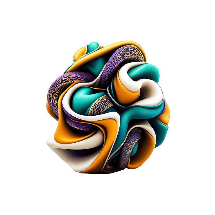 PSD renderización 3d abstracta de formas coloridas entrelazadas