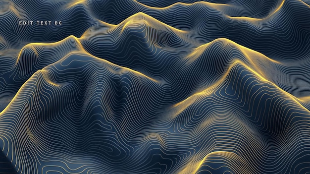 Renderización 3D abstracta de líneas onduladas que forman un paisaje texturizado