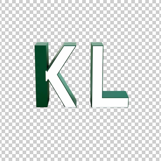 Renderización 3D del alfabeto K y L del campo de juego de hierba aislado sobre un fondo transparente