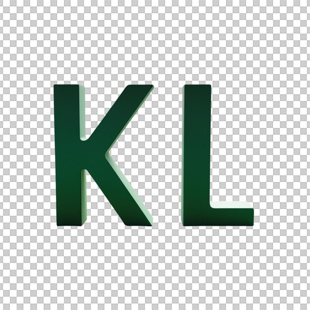 Renderización 3D del alfabeto K y L del campo de juego de hierba aislado sobre un fondo transparente