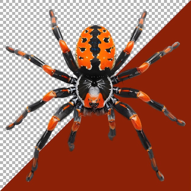 PSD renderización 3d de una araña tarántula mexicana de rodilla roja en un fondo transparente generado por ai