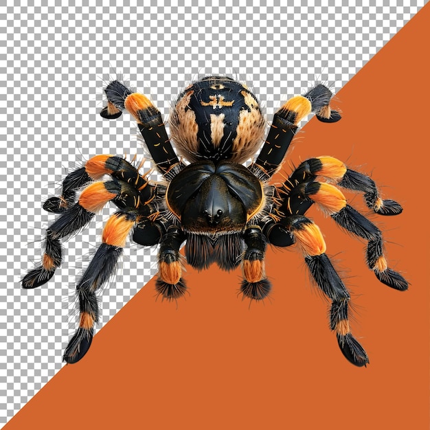 PSD renderización 3d de una araña tarántula mexicana de rodilla roja en un fondo transparente generado por ai