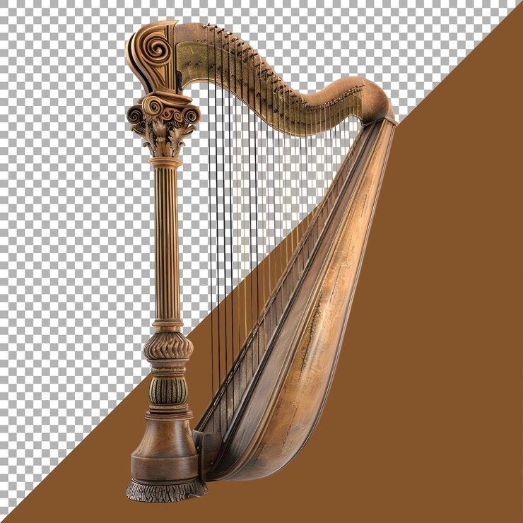 PSD renderización 3d de un arpa cromática en un fondo transparente generado por ai