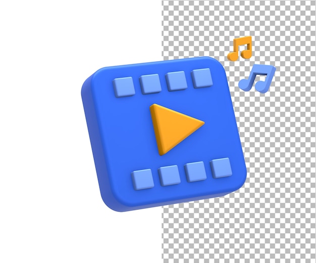 Renderización 3D de azul amarillo en vivo en línea de transmisión de video de música para UI UX diseño de aplicaciones móviles web