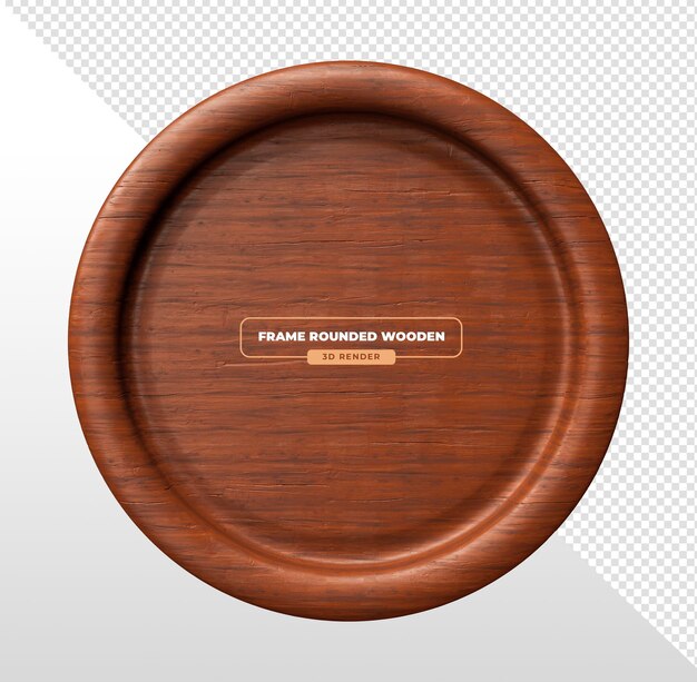 Renderización 3D de la bandeja redonda de madera