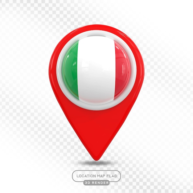 Renderización 3D de la bandera del mapa de la ubicación de Italia