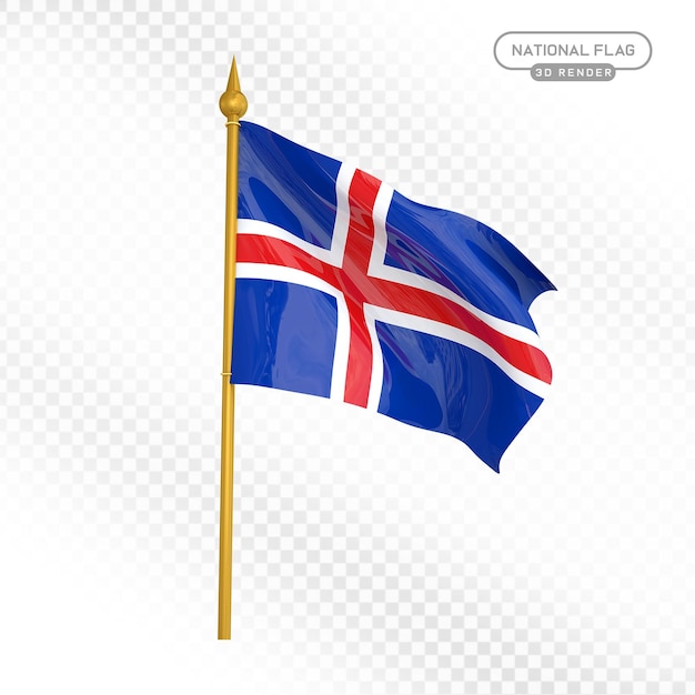 Renderización en 3D de la bandera nacional de Islandia