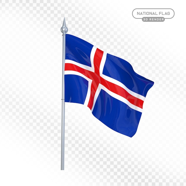 Renderización en 3D de la bandera nacional de Islandia