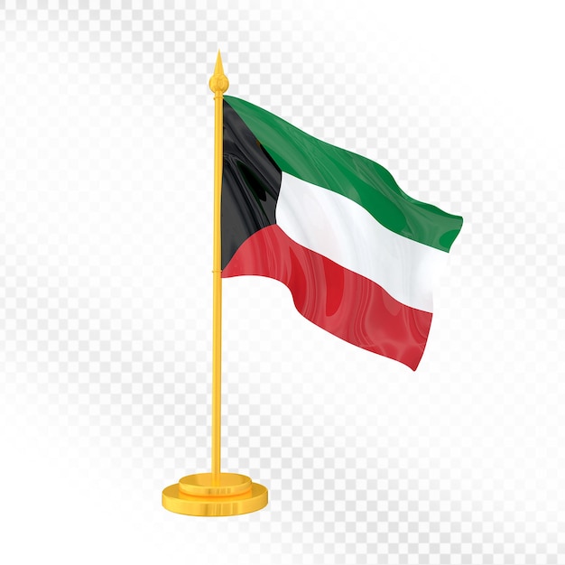 Renderización 3D de la bandera nacional de Kuwait