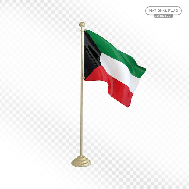 Renderización 3D de la bandera nacional de Kuwait
