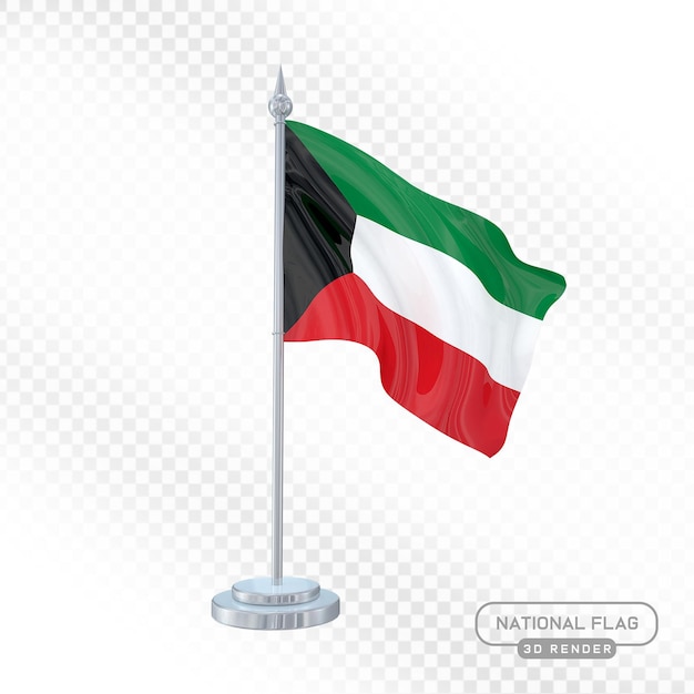 Renderización 3D de la bandera nacional de Kuwait