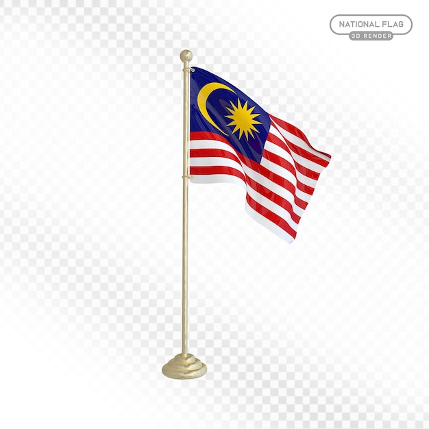 Renderización 3D de la bandera nacional de Malasia