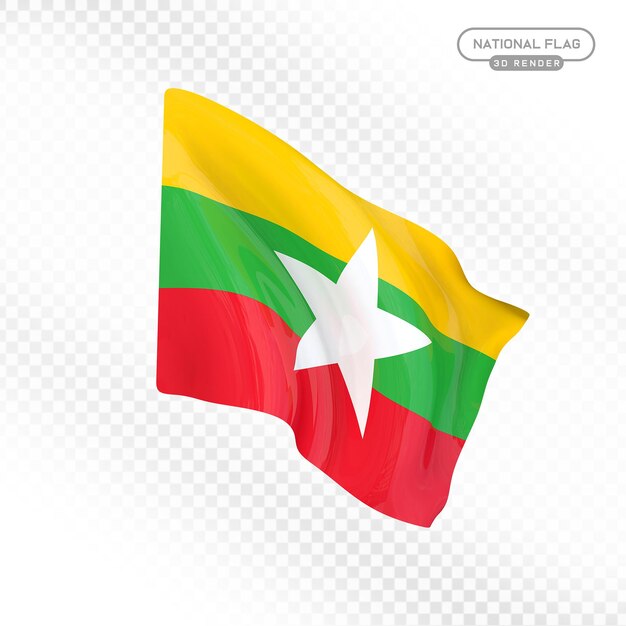 Renderización en 3D de la bandera nacional de Myanmar