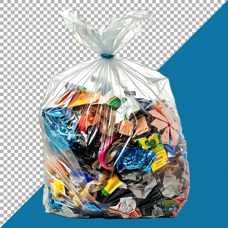 PSD renderización 3d de una basura en un plástico en un fondo transparente generado por ai