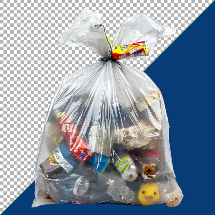 PSD renderización 3d de una basura en un plástico en un fondo transparente generado por ai