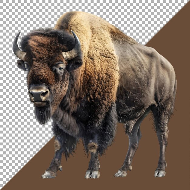 PSD renderización 3d de un bisonte de las llanuras en un fondo transparente generado por ai