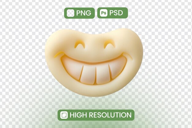 Renderización 3D de la boca sonriente transparente con los dientes aislados en un fondo transparente
