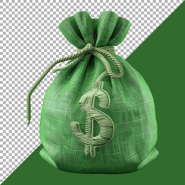 PSD renderización 3d de una bolsa de dinero en un fondo transparente generada por ai