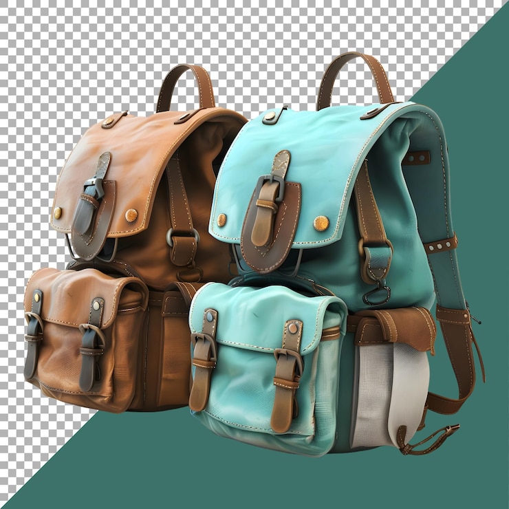 PSD renderización 3d de una bolsa de viaje en un fondo transparente generada por ai