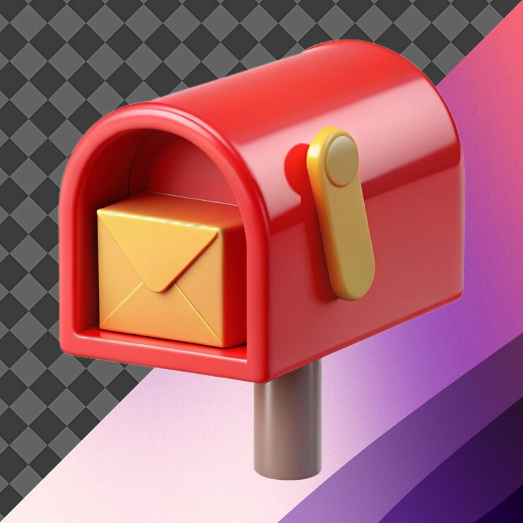PSD renderización 3d de la caja de correo roja con sobre