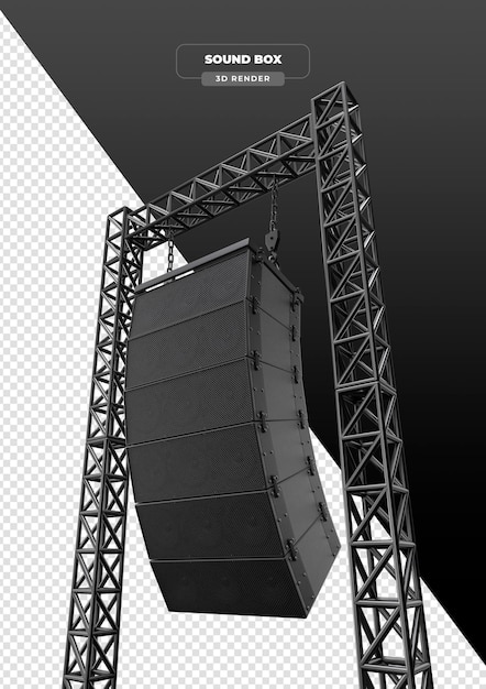 Renderización 3D de caja de sonido con un sistema de altavoces