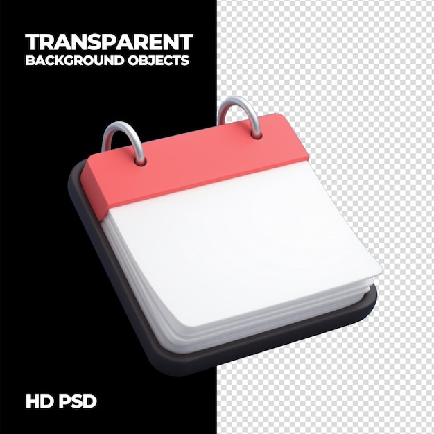 Renderización 3D de un calendario de escritorio con páginas en blanco