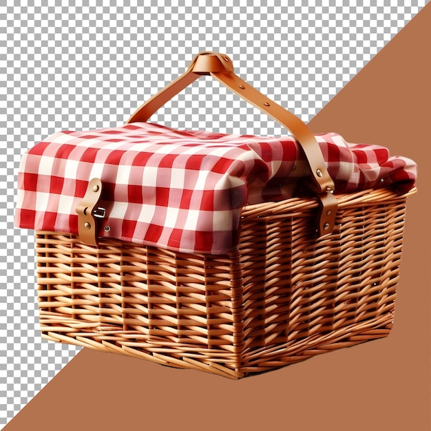PSD renderización 3d de una canasta o caja de picnic en un fondo transparente generado por ai