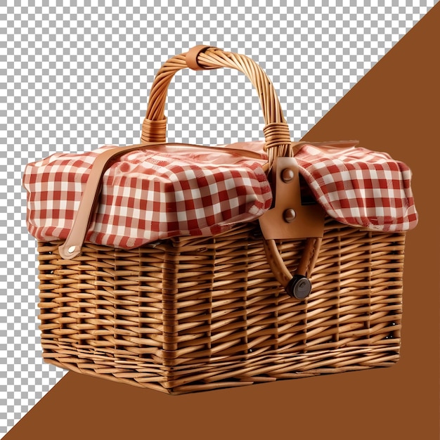 PSD renderización 3d de una canasta o caja de picnic en un fondo transparente generado por ai